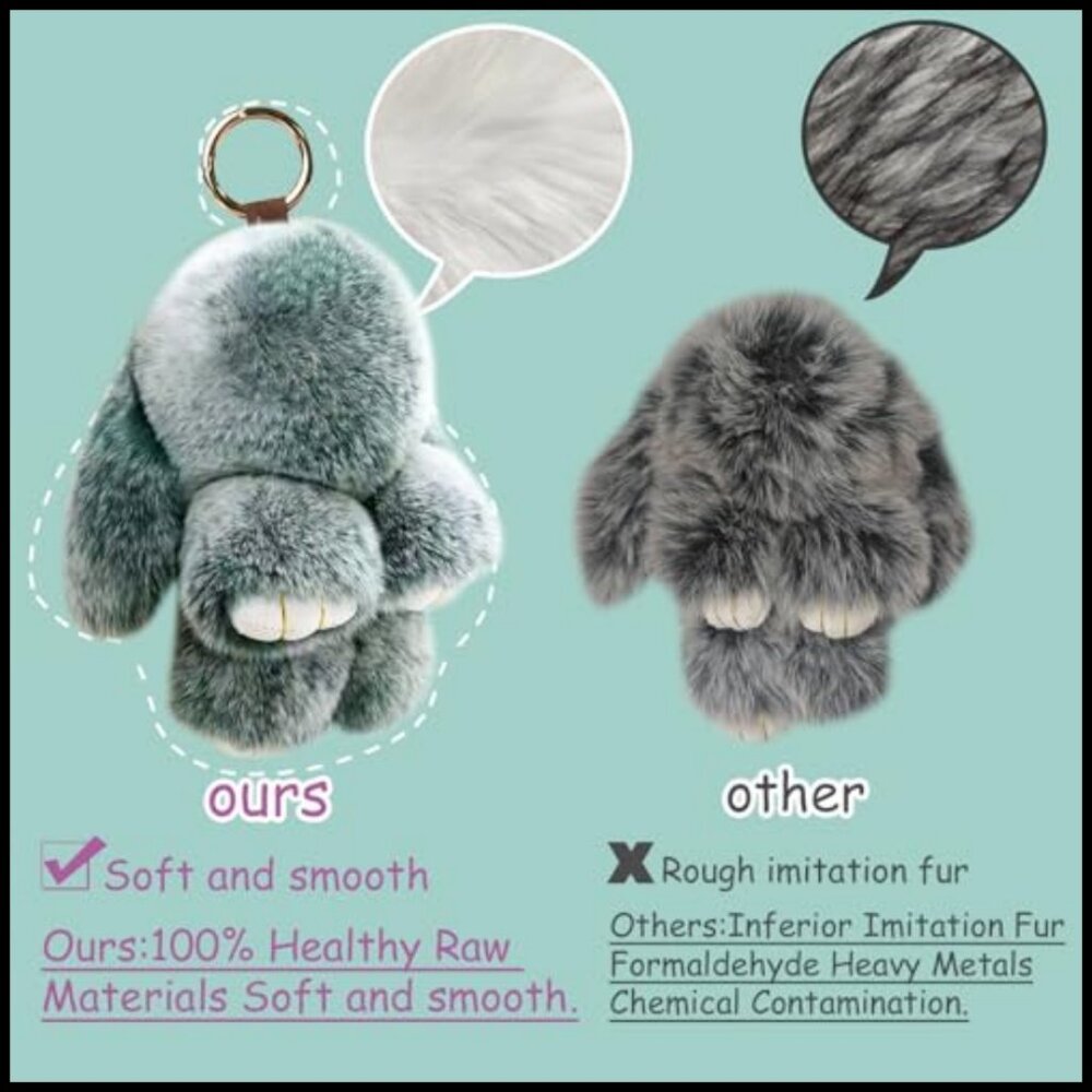 Soft Bunny Plush Keychain Bag Charm Cute Easter Gift Novelty Accessory - Picture 2 of 7